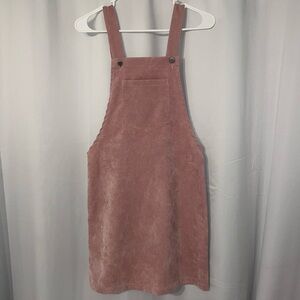 Denim pink overall dress